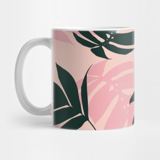 Tropical Leaves on Pink Mug